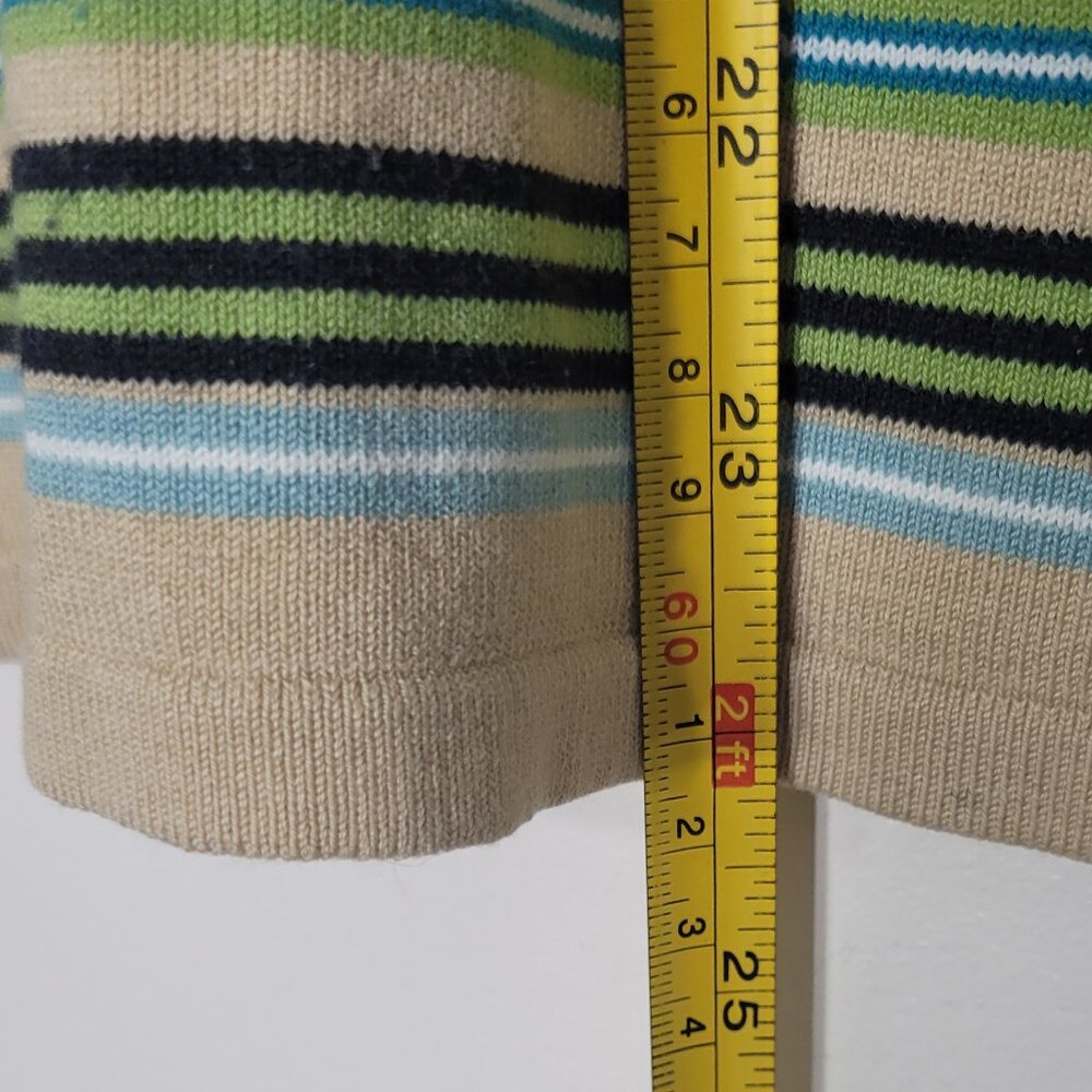 Point Zero Multicolor Stripes V-Neck Cotton Blend Lightweight Pullover Sweater - Picture 8 of 10